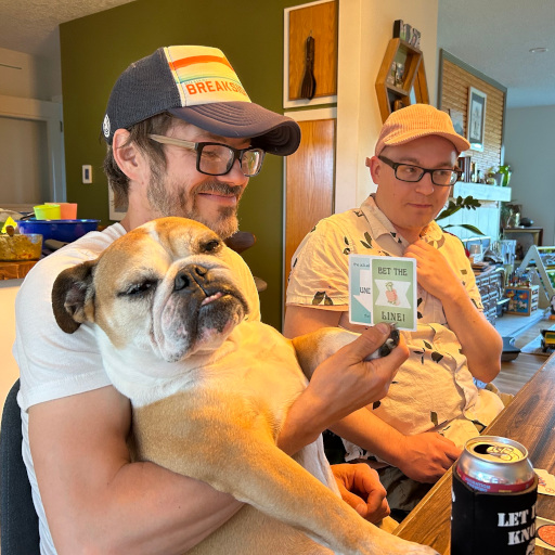 An English bulldog playing Bet the Line